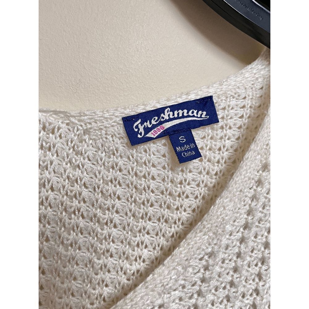 Freshman Womens Tunic Frayed Trim Cropped Sweater Beige Sz S - Picture 3 of 6
